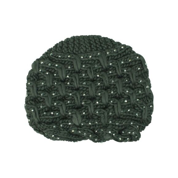 Thick Knit Winter Silver Rhinestone Beanie Hat - Picture 8 of 8